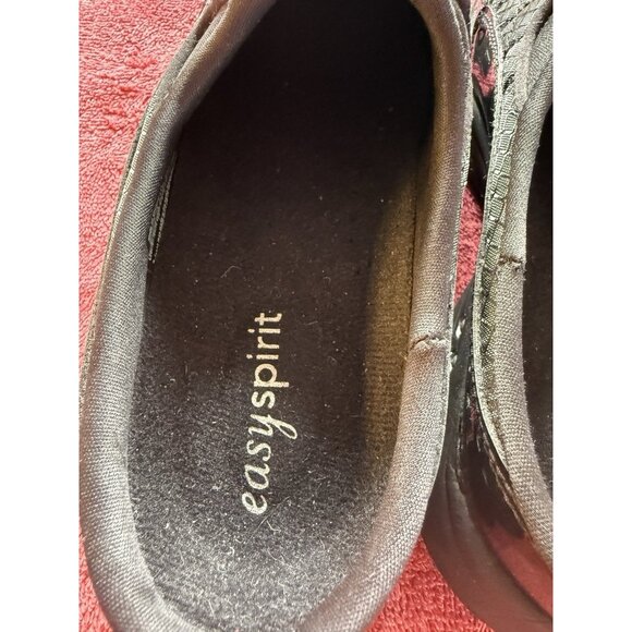 EASY SPIRIT TRAVELTIME BLACK LEATHER MULES SLIP ONS COMFORT WOMENS SZ 7 - Picture 7 of 9